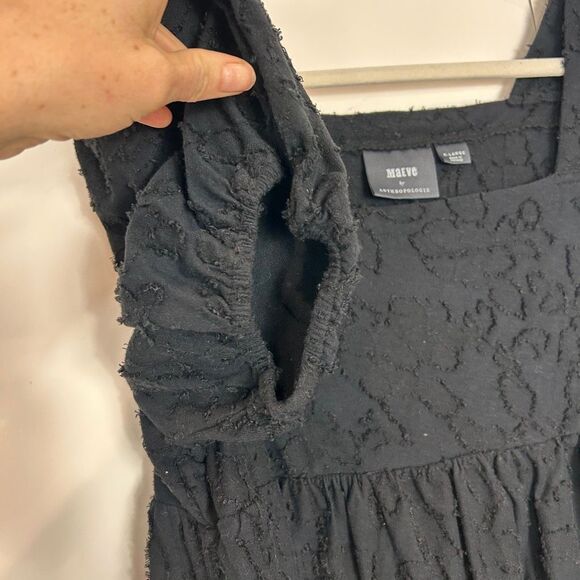 Anthropologie Maeve Batia Babydoll Top XL Black Puff Sleeve Textured Square neck - Picture 8 of 13